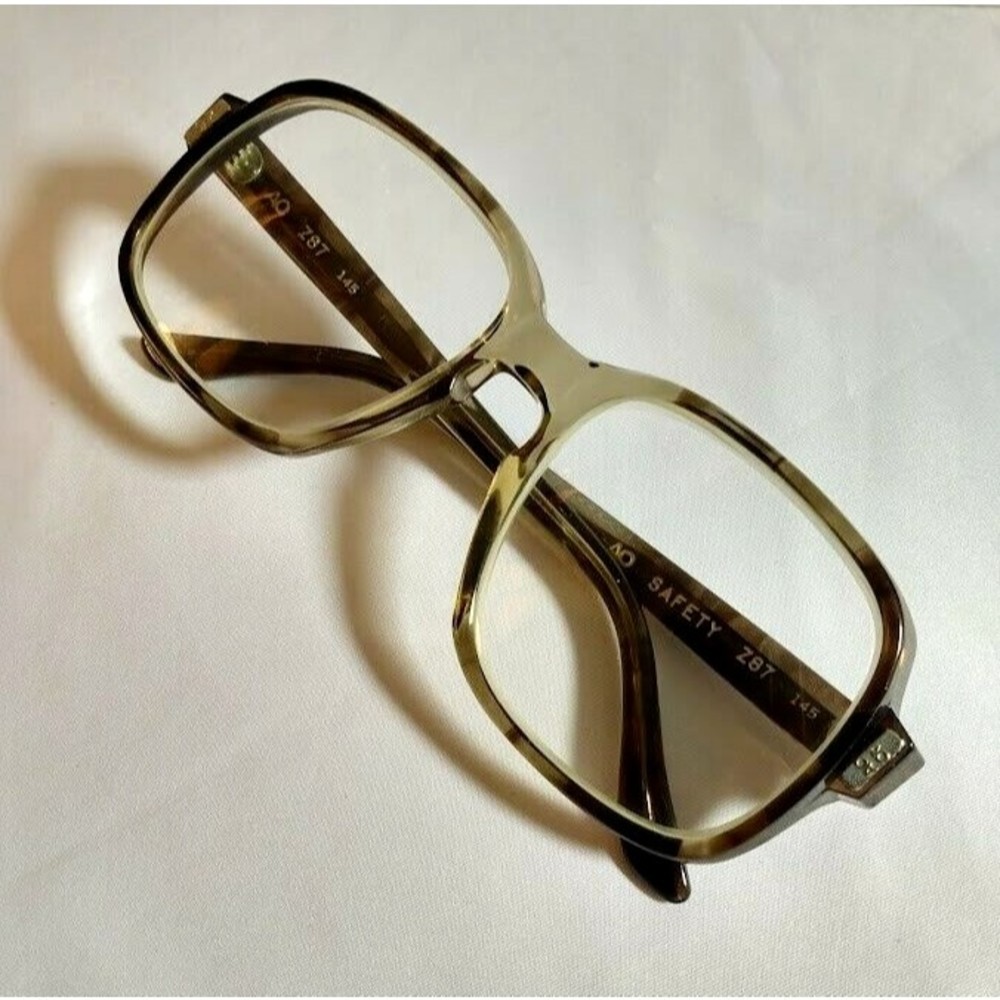 AOSafety Clear Lucite Brown Square Retro Nerd Glasses AO Z87 56 18 145